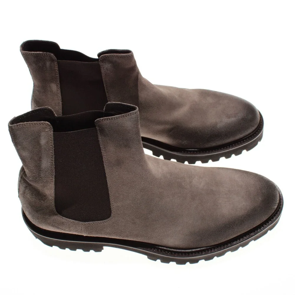 Tagliatore NWB Flint Pull On Chelsea Boots Size 44 (US 11) in Brown Suede